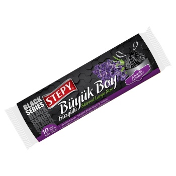 STEPY Black Seri Büzgülü Büyük Boy Çöp Torbası (Lavanta)