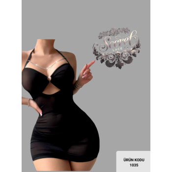 SECRETLACE SİYAH renk gecelik mini elbise