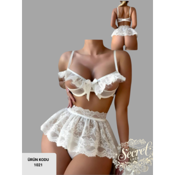 SECRETLACE BEYAZ renk gecelik fantezi iç çamaşırı