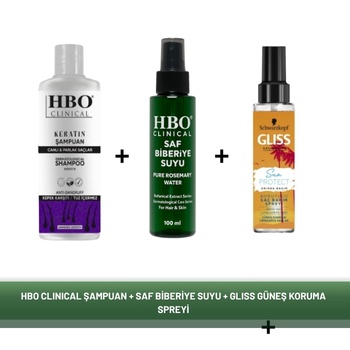 Clınıcal Dökülme Karşıtı Keratin Şampuan + Clınıcal Saf Biberiye Suyu + Glıss Güneş Koruma Spreyi