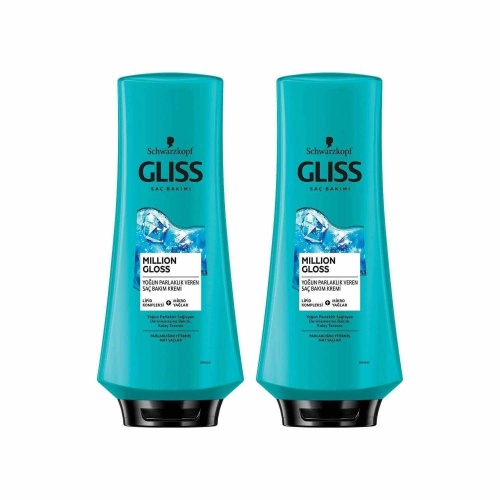 Gliss Million Gloss 360 ml Parlaklığını Yitirmiş  Saçlar için Saç Kremi x2