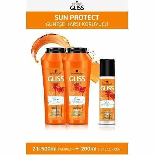 Gliss Sun Protect Şampuan 500 ml x 2 Adet + Sıvı Saç Kremi 200 ml