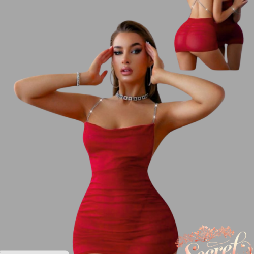SECRETLACE Kırmızı renk gecelik mini elbise