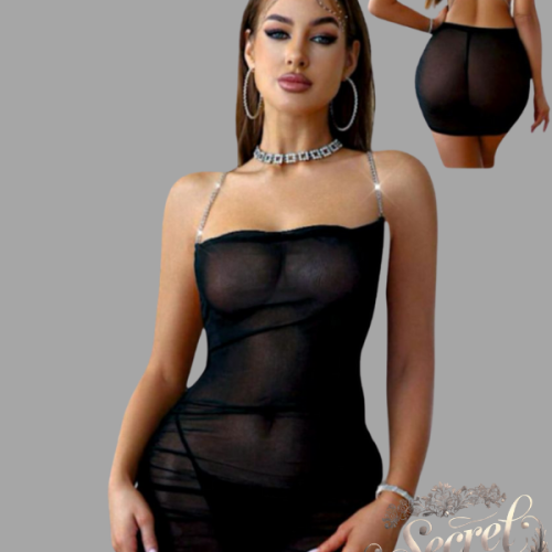 SECRETLACE SİYAH renk gecelik mini elbise