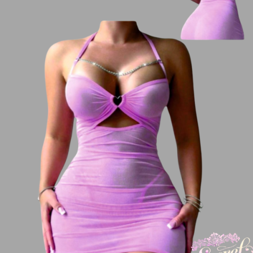 SECRETLACEPEMBE renk gecelik mini elbise
