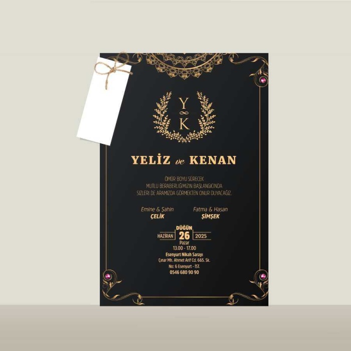 Zarfsız Tekli Davetiye - TD01108