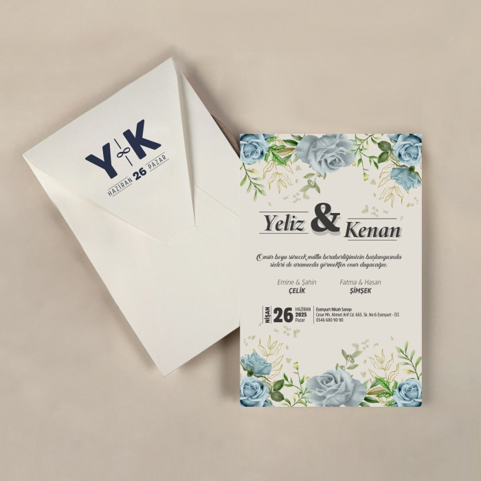 Krem Zarflı Davetiye -KR27112