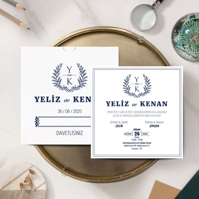 Beyaz Kare Davetiye - BK41625