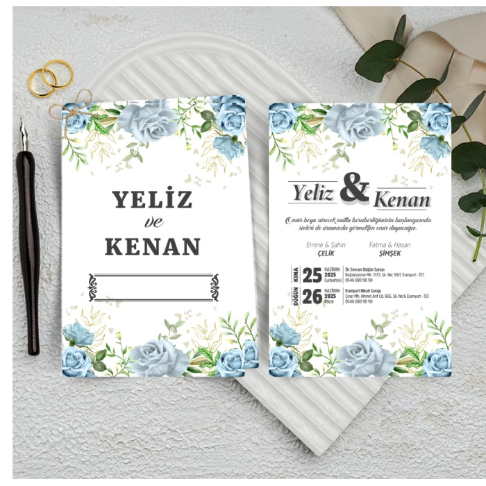 500 Adet - Ekonomik İkili Davetiye - 3038