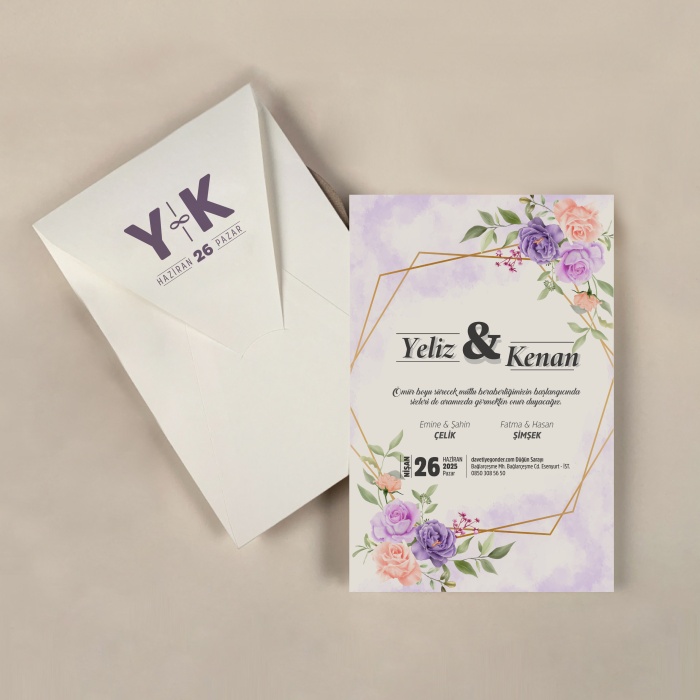 Krem Zarflı Davetiye -KR27113