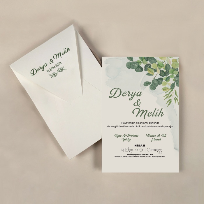 Krem Zarflı Davetiye -KR27309
