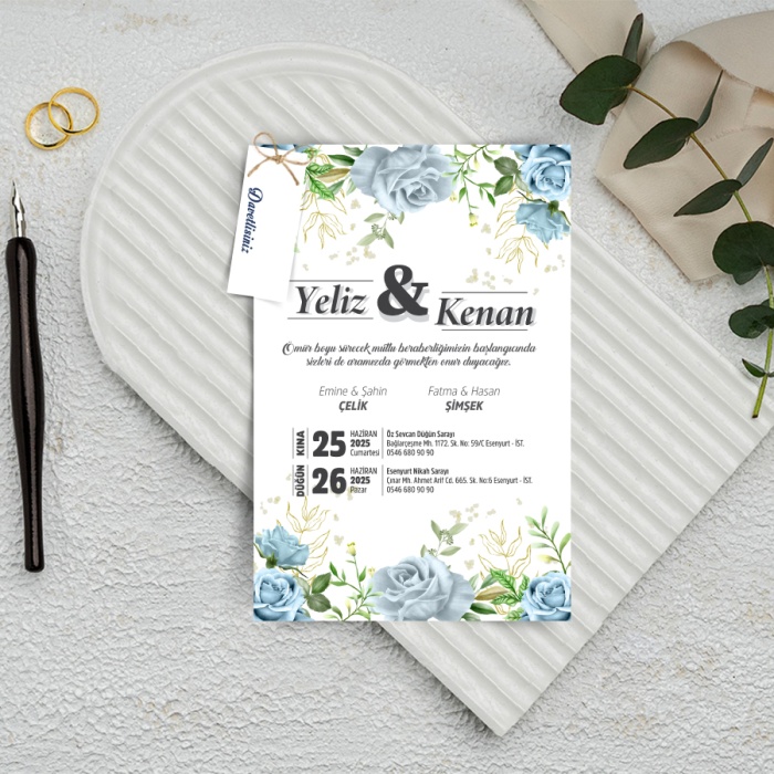 500 Adet - Ekonomik Tekli Davetiye - 3009