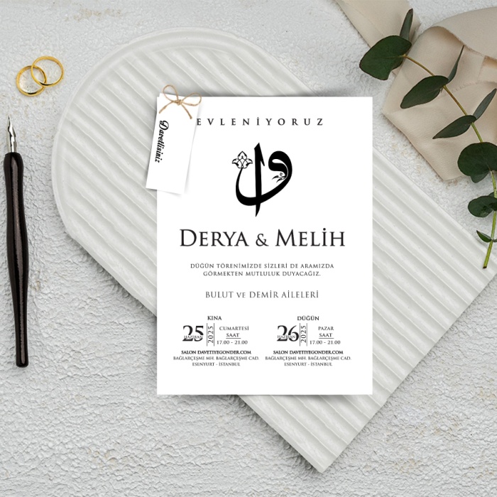 500 Adet - Ekonomik Tekli Davetiye - 3029