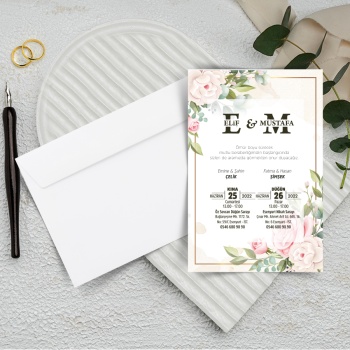 500 Adet - Ekonomik Beyaz Zarflı Davetiye - 3052