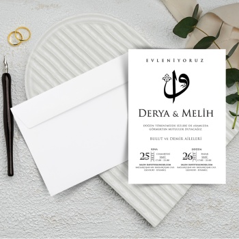 500 Adet - Ekonomik Beyaz Zarflı Davetiye - 3090