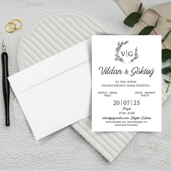 500 Adet - Ekonomik Beyaz Zarflı Davetiye - 3082