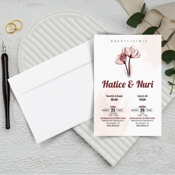 500 Adet - Ekonomik Beyaz Zarflı Davetiye - 3071