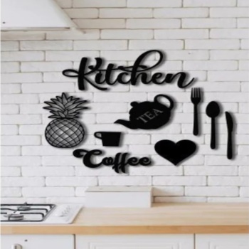 9 Parça Kitchen Ahşap Duvar Dekoru