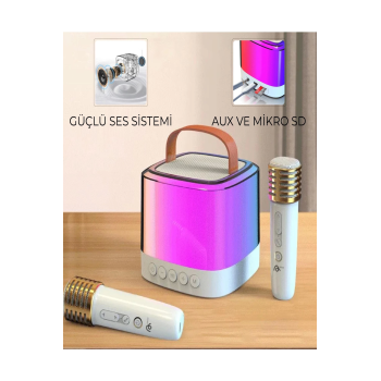 Karaoke Bluetooth Hoparlör Aggıy Ag-s7 Kablosuz Mikrofonlu Rgb Led Parti Işıklı