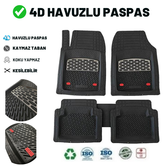 Bmw X1 2011 4d Havuzlu Üniversal Yeni Nesil Pro Paspas Siyah - Gri