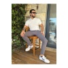 Erkek Jogger Pantolon Füme Italyan Kesim Beli Kemerli Lastikli Bağcıklı Yüksek Kaliteli