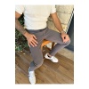 Erkek Jogger Pantolon Füme Italyan Kesim Beli Kemerli Lastikli Bağcıklı Yüksek Kaliteli