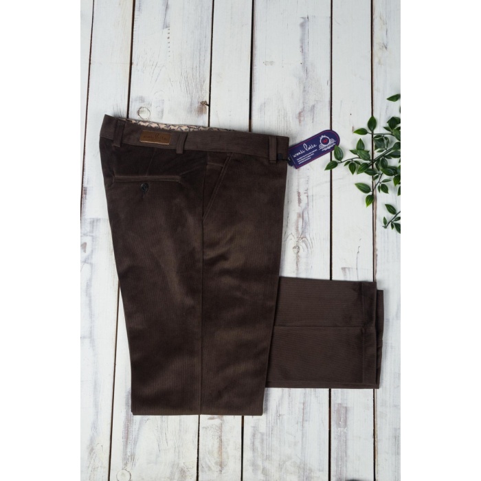 Erkek Kahve Lüks Kadife Pantolon Classic