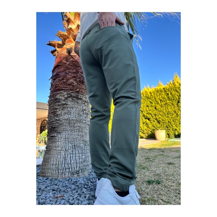 Erkek Jogger Pantolon Yeşil Italyan Kesim, Beli Kemerli Lastikli Bağcıklı Yüksek Kaliteli
