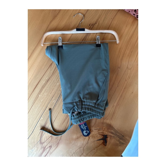 Erkek Jogger Pantolon Yeşil Italyan Kesim, Beli Kemerli Lastikli Bağcıklı Yüksek Kaliteli