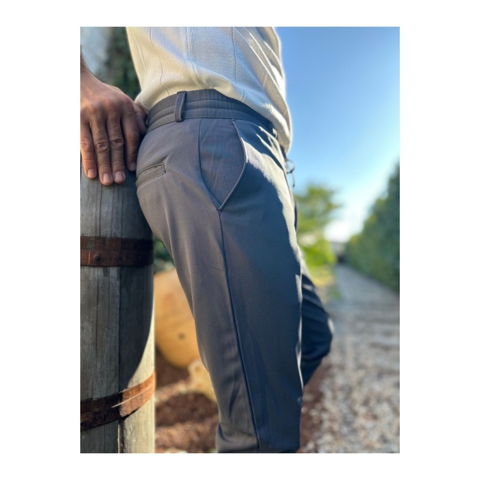 Erkek Jogger Pantolon Füme Italyan Kesim Beli Kemerli Lastikli Bağcıklı Yüksek Kaliteli