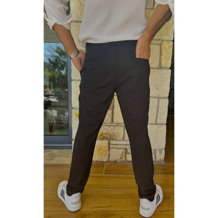 Erkek Jogger Pantolon Siyah Italyan Kesim,beli Kemerli Lastikli Bağcıklı Yüksek Kaliteli