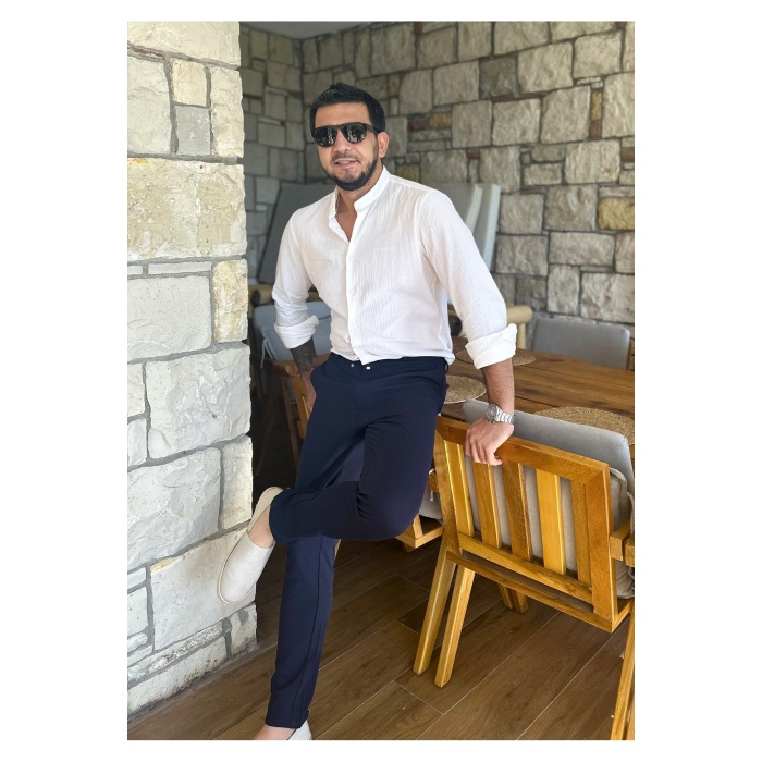 Erkek Jogger Pantolon K.lacivert Italyan Kesim, Beli Kemerli Lastikli Bağcıklı Yüksek Kaliteli