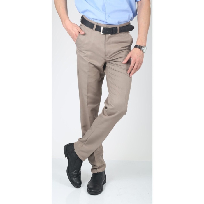 Erkek Kahve Keten Pantolon Regular Fit