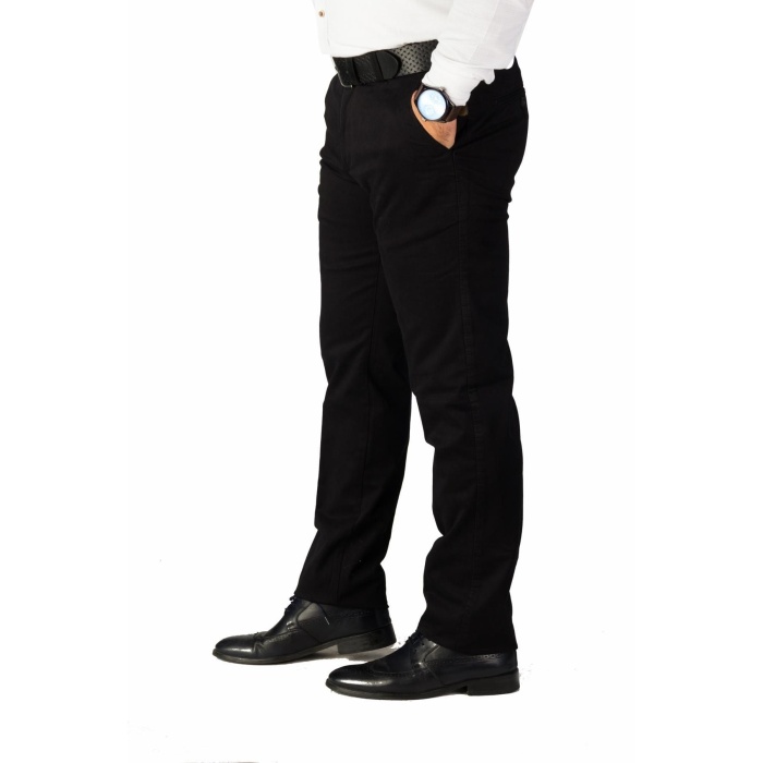 Erkek Kışlık Siyah Gabardin Likralı Regular Fit Keten Pantolon