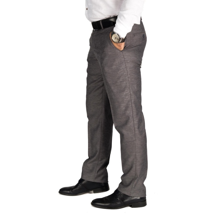 Erkek Oxfort Gri Regular Fit Kumaş Pantolon