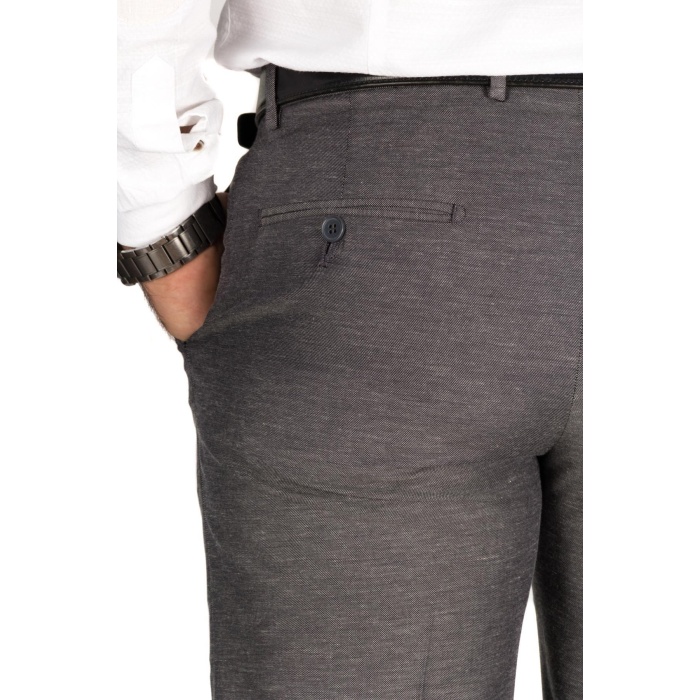 Erkek Oxfort Gri Regular Fit Kumaş Pantolon