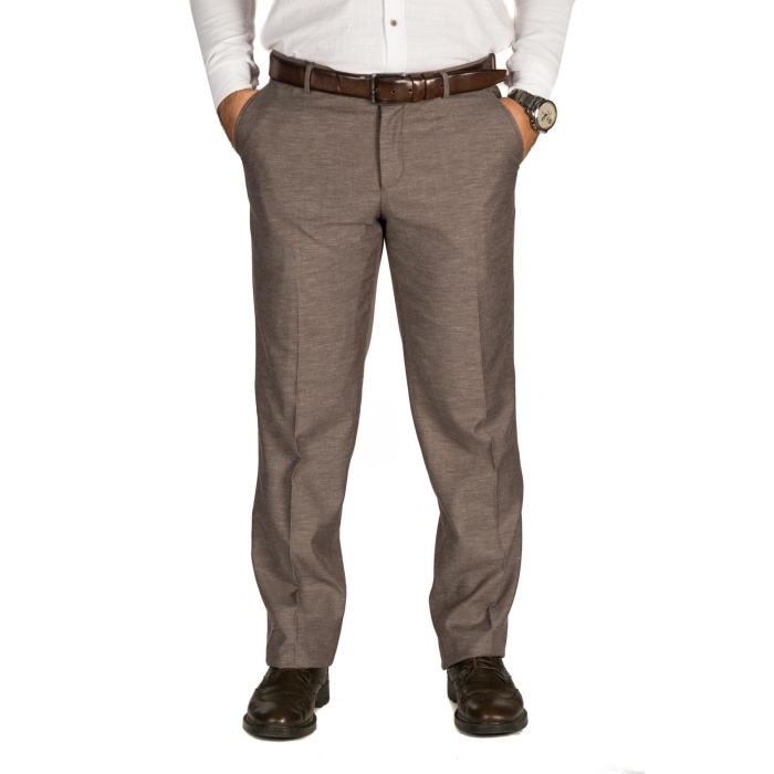Erkek Oxfort Kahve Regular Fit Kumaş Pantolon