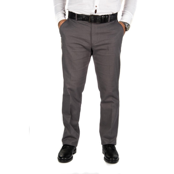 Erkek Gri Panemara Cotton Likrali Gabardin Keten Pantolon