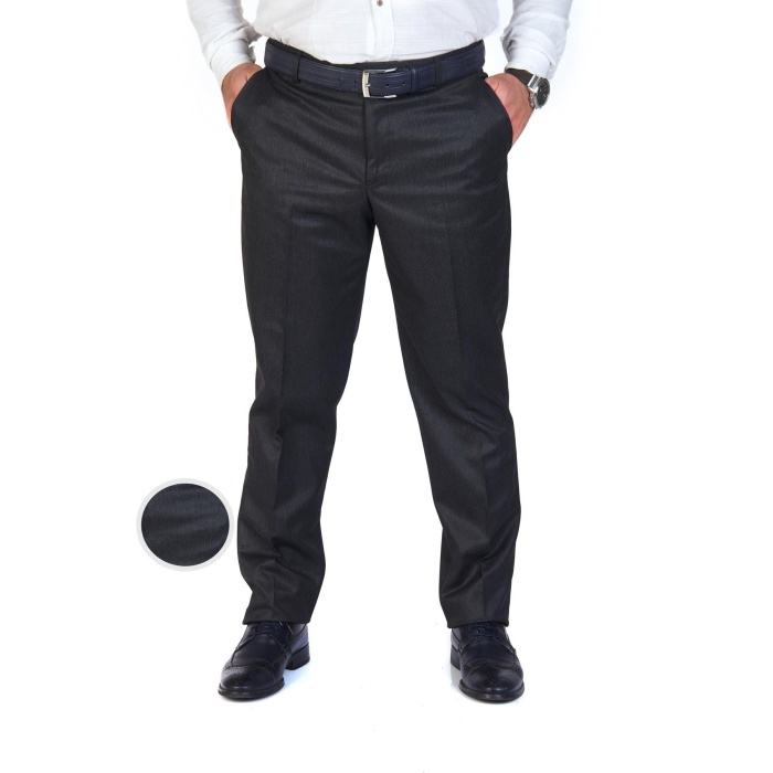 Erkek Füme Poliviskon Regular Fit Kumaş Pantolon