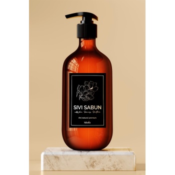 HİKWO - Sıvı Sabunluk Şişesi Amber Cam - Dekoratif Sabunluk Pompalı 500 ML