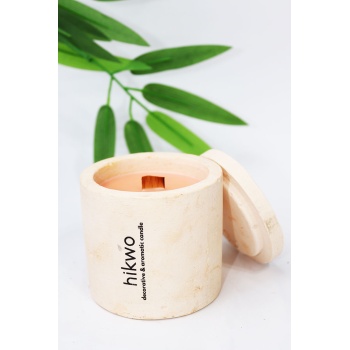 Beton Tasarım Vanilya Kokulu Soya Wax Mum - Ahşap Fitilli