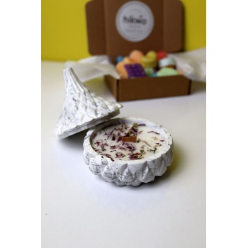 Özel Tasarım Dekoratif Soya Mum - Kokulu Mum - Mermer Desenli Mum - Vanilya