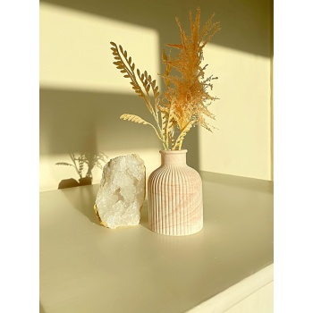 İskandinav Tasarım Dekoratif Vazo Pastel Tonları - Kahverengi Mermer Desen