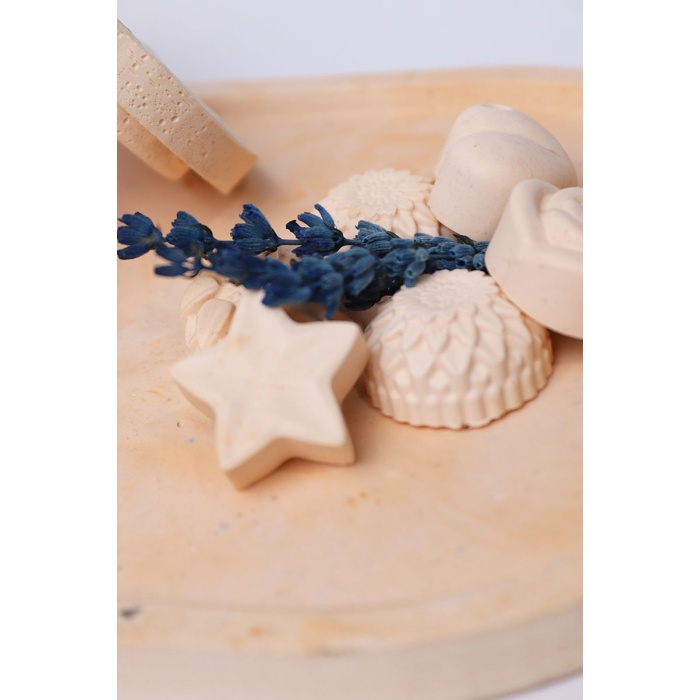 HİKWO - Beton Tasarım Kiraz Çiçeği SOYA WAX Kokulu Mum Büyük Boy Tepsili - Aksesuarlı