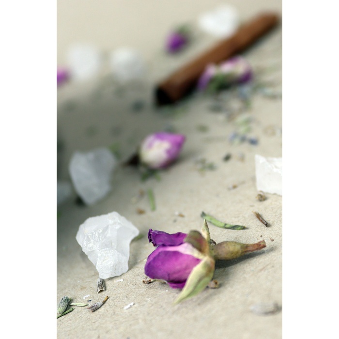 HİKWO - Soya Wax LAvantalı Kase Mum - Beyaz Kuvars Taşlı Aromaterapi Mumu