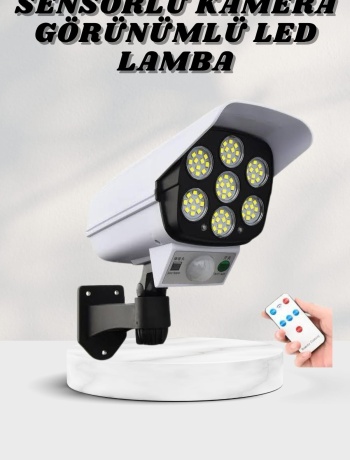 Solar Lamba Kamera Görünümlü Duvar Lambası Dönebilen Bahçe Aydınlatması