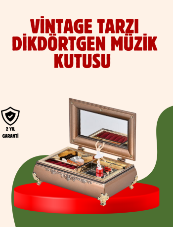 Piyano Şeklinde Balerinli Müzik Kutusu Takı Bölmeli Şık Model