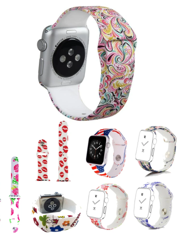 Ally Apple Watch İçin 38mm Yüksek- Kalite Desenli Silikon Kordon-(5775)