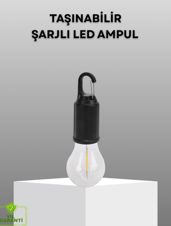 Şarjlı Kancalı LED Lamba – Kamp Balkon ve Acil Durum Işığı