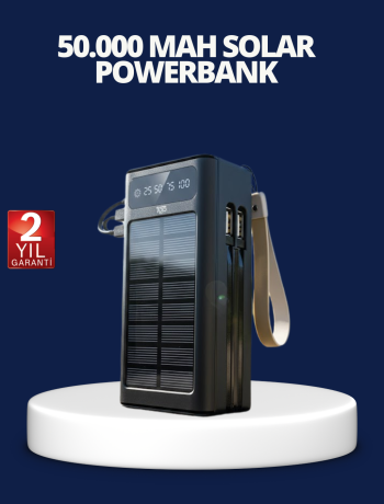 Güneş Panelli Powerbank LED Işıklı Taşınabilir Şarj Cihazı